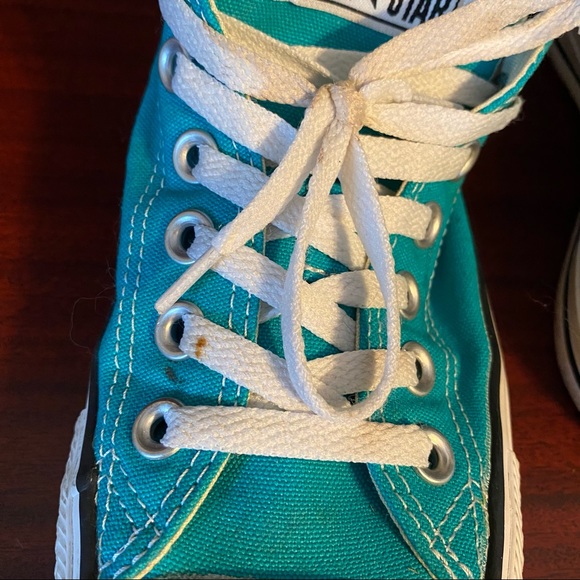Turquoise Converse All Star Low Tops - Picture 6 of 7